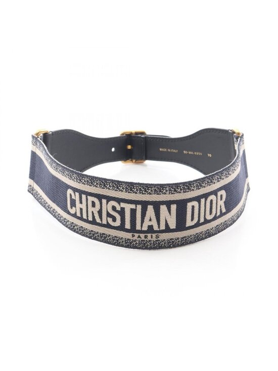 Dior Belt Embroidery Navy Canvas Leather main image 6